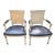 Late 20th Century Pair of Custom Neo-Classical French Cane Back Chairs With Black Leather Seat For Sale