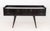 Troy Wesnidge Inc. Modern Ebonized Wood Sideboard, with black glass top above two central drawers flanked by two rows of...