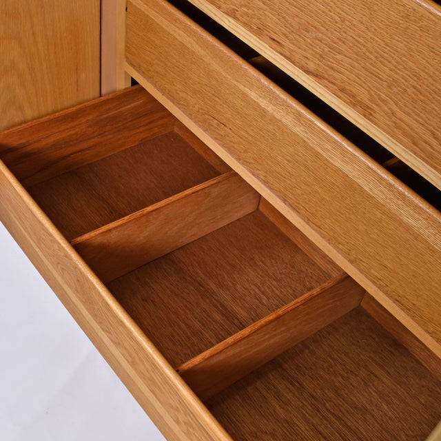 1970s John Stuart Modern Oak and Caned Front Chrome Trim Gentlemen's Tall Dresser For Sale - Image 11 of 15