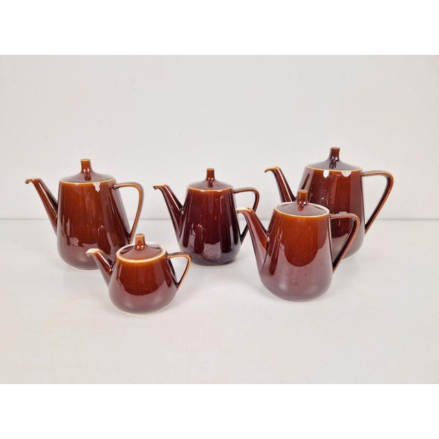 Vintage Villeroy and Boch coffee or tea pot jug brown glossy earthenware large Luxembourg 1960s model / seize number: 1 -...