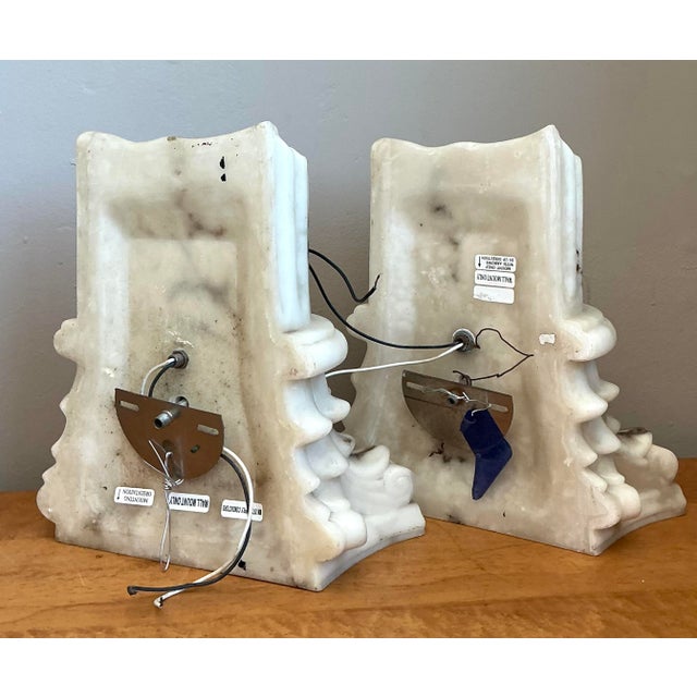 Plastic Vintage Cast Resin Column Light Sconce - A Pair For Sale - Image 7 of 12