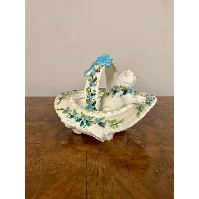 Ceramic Antique Victorian Porcelain Basket, 1860 For Sale - Image 7 of 8