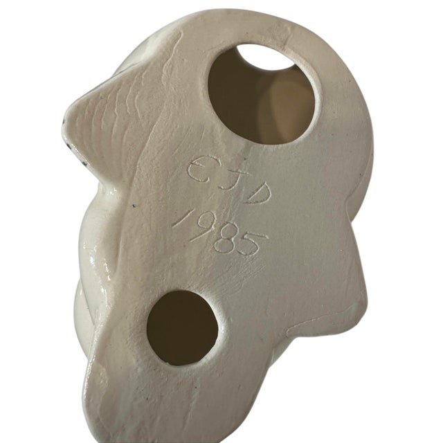 White Vintage White Hand-Painted Ceramic Easter Bunny For Sale - Image 8 of 12