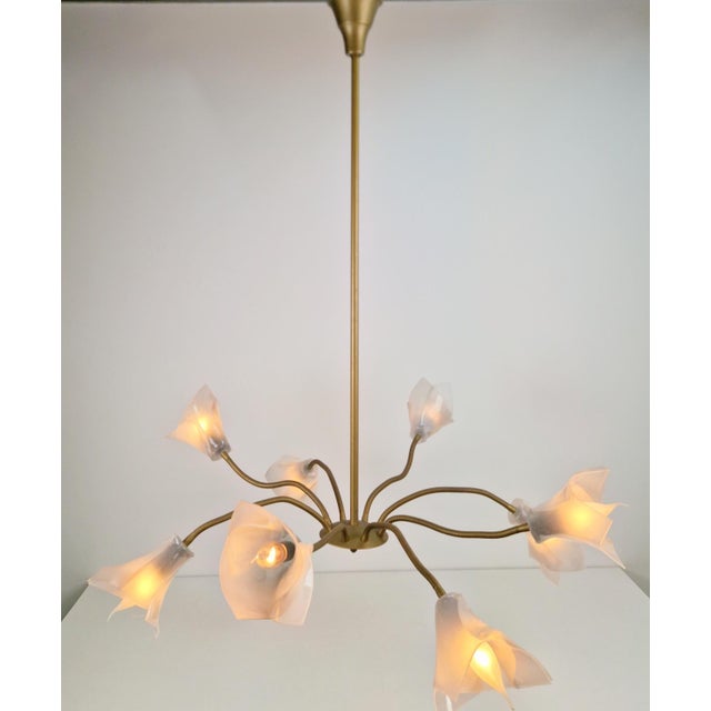 Vintage Flex Pendant Light with Eight Arms in Brass and Acrylic, 1970 For Sale - Image 6 of 15