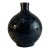 Large 16 In, Tall Bulbous Black Ceramic Leaf Design Vase For Sale