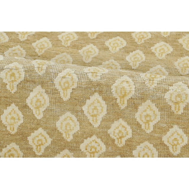 Contemporary Block Print Geometric Natural Silk Runner by Rug & Kilim, India For Sale In New York - Image 6 of 8