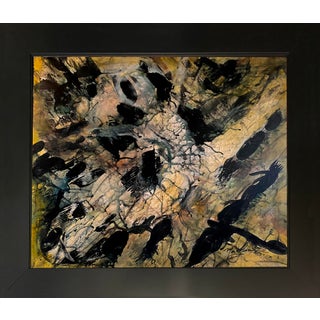 2025 "024-25" Abstract Expressionist Ochre & Charcoal Painting by Mark Lewis For Sale