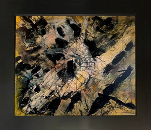 2025 "024-25" Abstract Expressionist Ochre & Charcoal Painting by Mark Lewis
