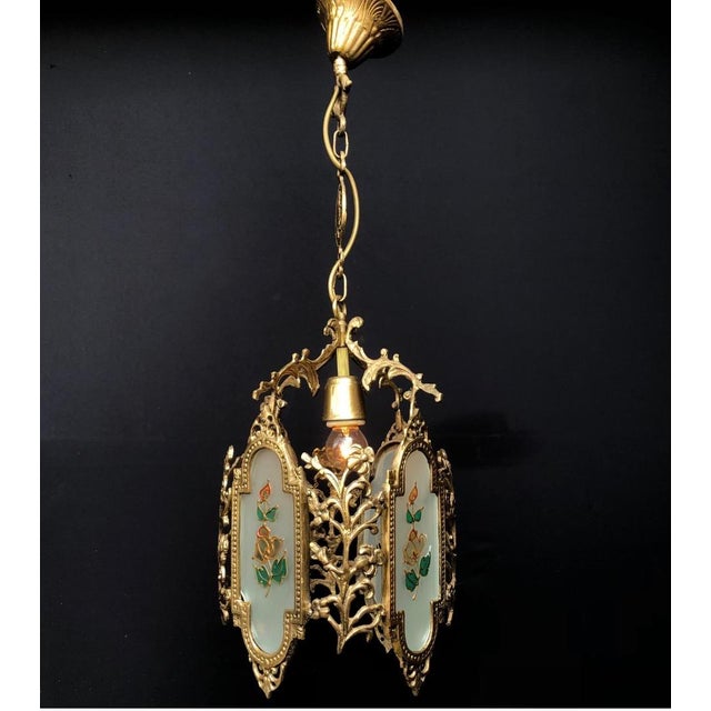 1960s Vintage Chandelier Solid Brass Floral Figures From 1969s For Sale - Image 5 of 9
