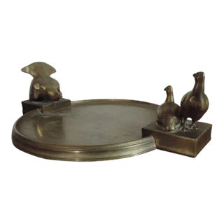 Early 20th Century Art Deco Bronze Table Top Centerpiece Plateau with Game Bird Sculptures For Sale