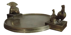 Early 20th Century Art Deco Bronze Table Top Centerpiece Plateau with Game Bird Sculptures