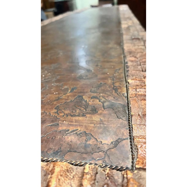 Attributed Maitland-Smith British Colonial Style Coconut Shell and Copper Top Bar Cabinet For Sale - Image 9 of 15