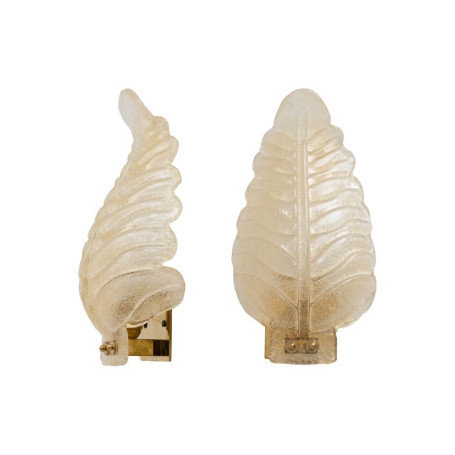 Gold Mid-Century Modern Murano Glass Gold Leaf Sconces, 2000, Set of 2 For Sale - Image 8 of 8