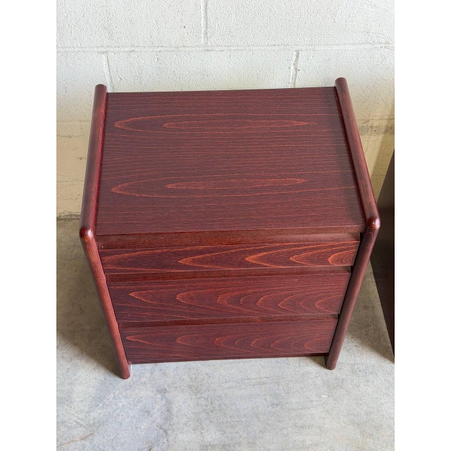Brown Pair of Vintage Danish Modern Wooden Nightstands / Bedside Tables For Sale - Image 8 of 10