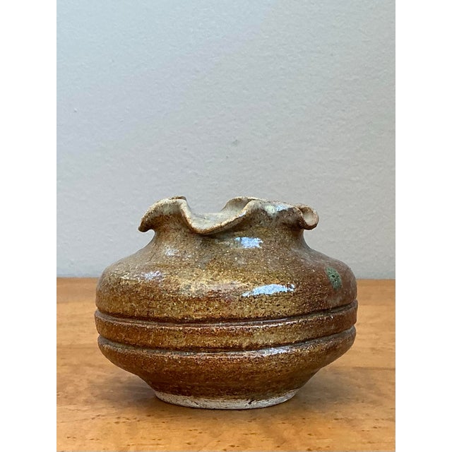 Vintage Original Studio Pottery Ruffle Vase For Sale - Image 11 of 12