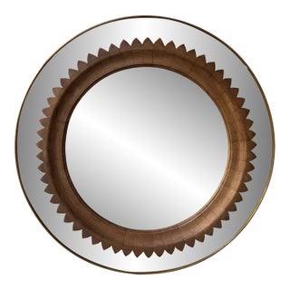 Wood and Brass Mirror by Fratelli Marelli. Italy, 1950s For Sale