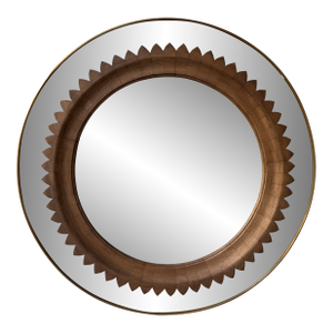 Wood and Brass Mirror by Fratelli Marelli. Italy, 1950s