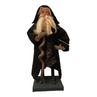 Artist Signed Large Handmade Vintage 1986 Folk Art Father Christmas Figurine For Sale