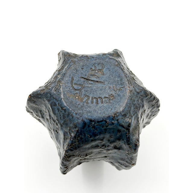 Brutalist Organic Blue Glazed Stoneware Vase by Helge Østerberg, Denmark, 1960s For Sale - Image 3 of 5
