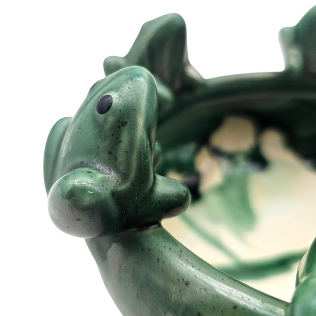 Vintage Majolica-Style Frog Lily Pad Planter Bowl, 7" Diameter For Sale - Image 10 of 10
