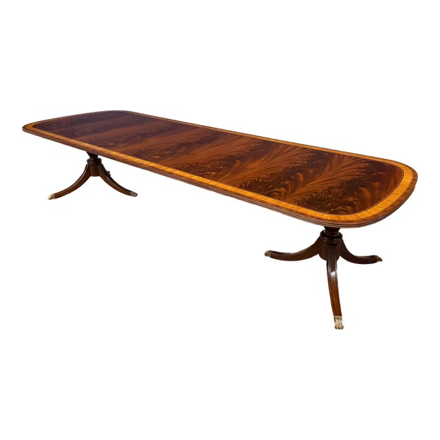 Traditional Georgian Style Multi-Banded Mahogany Dining Table by Leighton Hall - Showroom Sample For Sale