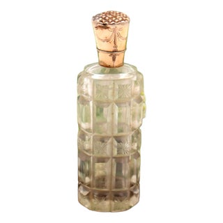 Perfume Bottle in Glass and 15 Karat Gold For Sale