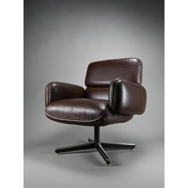 Mid-Century Modern Mid-Century Executive Armchair in Brown Leather by Otto Zapf for Knoll International, 1960s For Sale - Image 3 of 14