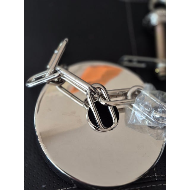 Contemporary Vintage New Shiny Gold Brass Chandelier Medallion, 6 Foot Chain and Anchor Set For Sale - Image 3 of 13