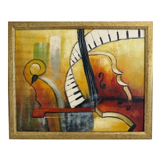 Original Abstract Oil Painting Alena Kalen Cadence Musical Art Contemporary, Coa For Sale