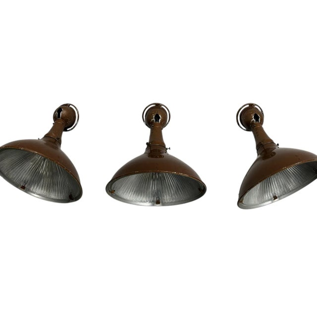 Vintage Industrial Glass Enamel Wall or Ceiling Light from Holophane, 1930s For Sale - Image 6 of 6