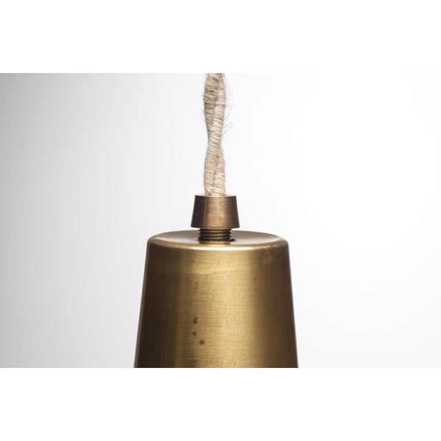 Gold Vintage Brass Pendant Lamp by Thomas Valentiner, 1965 For Sale - Image 8 of 9