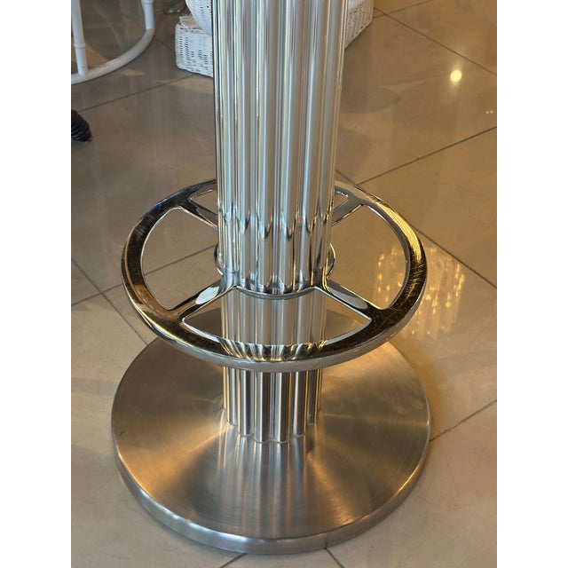 Design for Leisure LTD Set of 3 Bar Stools Fluted Chrome Steel Swivel For Sale In West Palm - Image 6 of 12