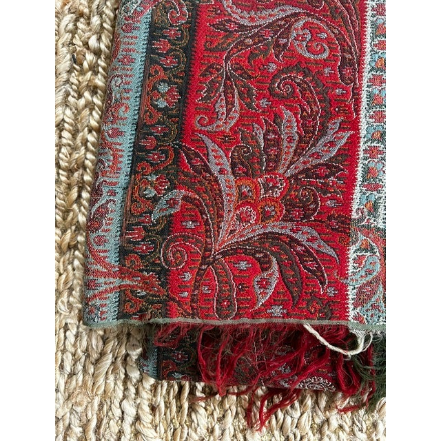 Antique Victorian Striped Wool Paisley Shawl Textile Fabric Throw For Sale - Image 15 of 17