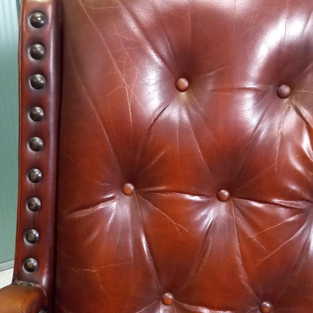 Cowhide Leather Library Armchair, 1960s For Sale - Image 9 of 17