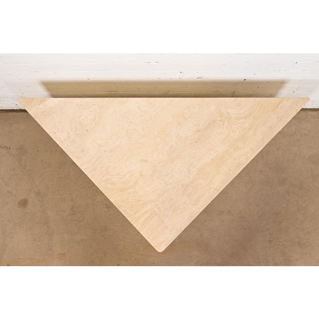 1970s Modern Italian Travertine Triangular Coffee Table, Circa 1970s For Sale - Image 5 of 10