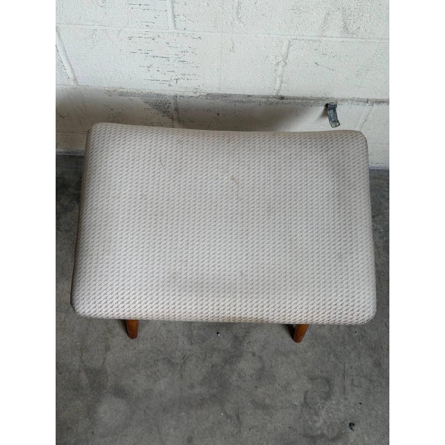 Vintage Danish Mid Century Modern Teak Vanity Stool Ottoman For Sale In Los Angeles - Image 6 of 9