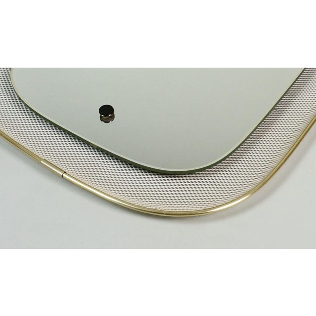 Mid-Century Modern Wall Mirror with Wire Mesh Frame and Brass, 1950s For Sale - Image 6 of 11
