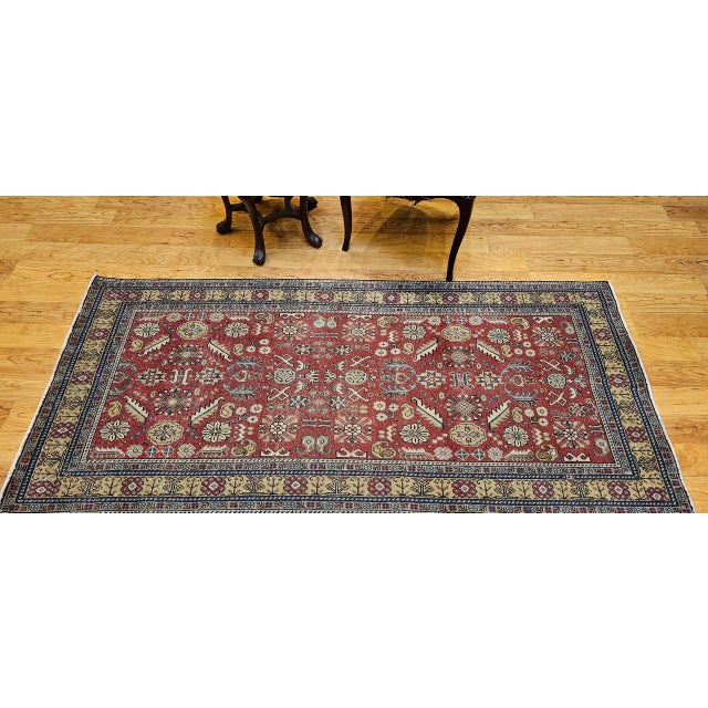 Art Deco Antique Khotan Area Rug, Hand-Woven Wool, Allover Geometric Design, 3' X 7' For Sale - Image 3 of 13