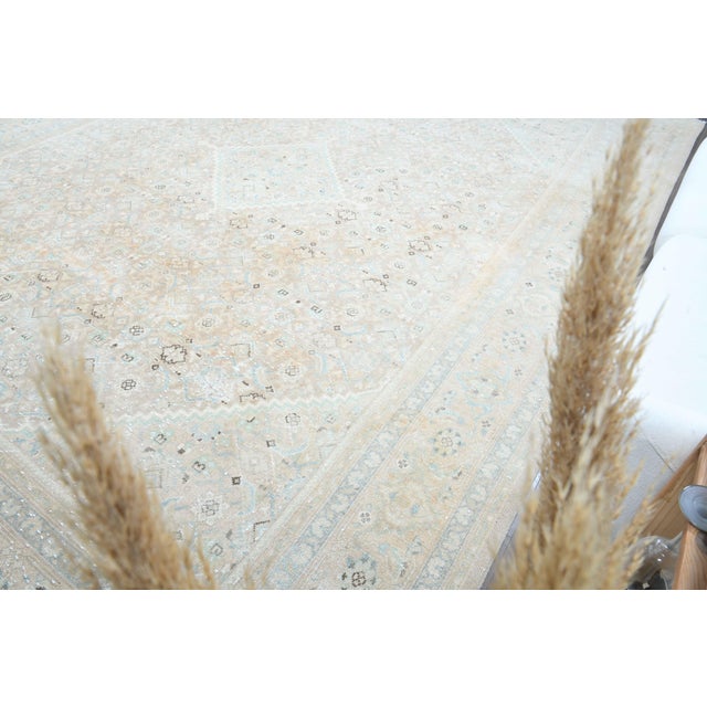 Beige 1970s Vintage Persian Handmade Wool Cotton Light Beige Area Rug For Sale - Image 8 of 11