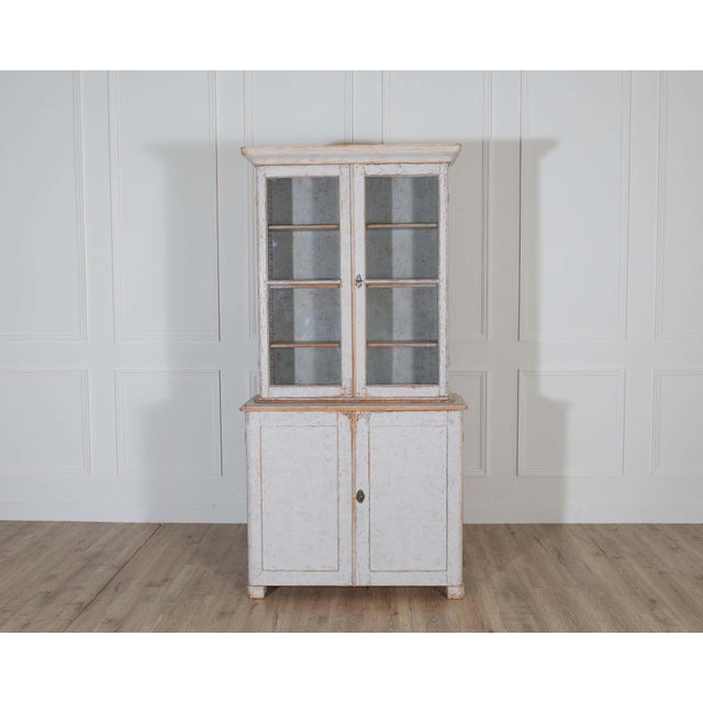 Swedish Late 19th Century Painted Bookcase with Glass Doors For Sale In Atlanta - Image 6 of 8