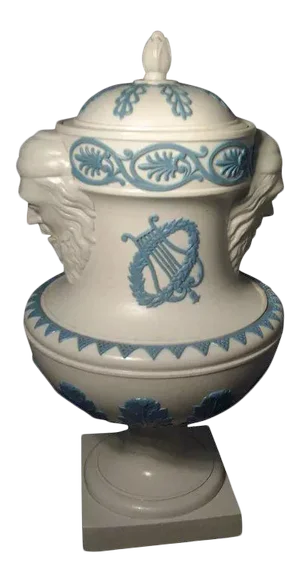 1800s English Jasperware Urn Vase & Cover in the Manner of Wedgwood - Turner