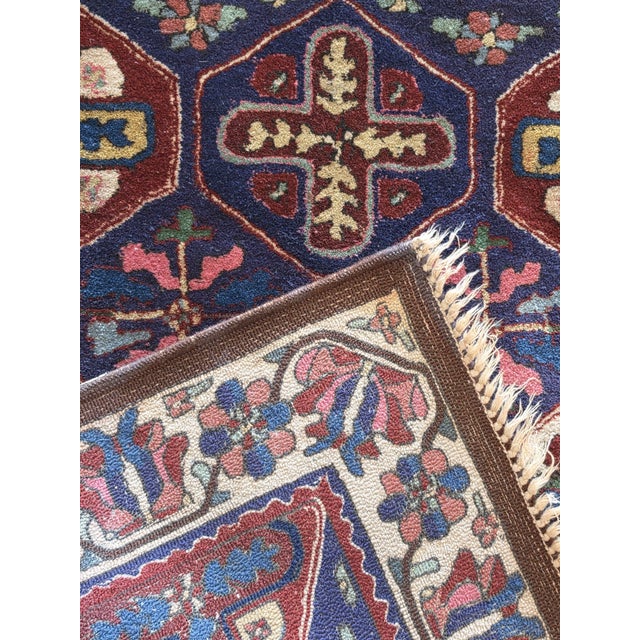 1970s Vintage Hand-Knotted Wool Accent Rug With Floral & Geometric Motifs, 3’5” X 2’6” For Sale - Image 5 of 6