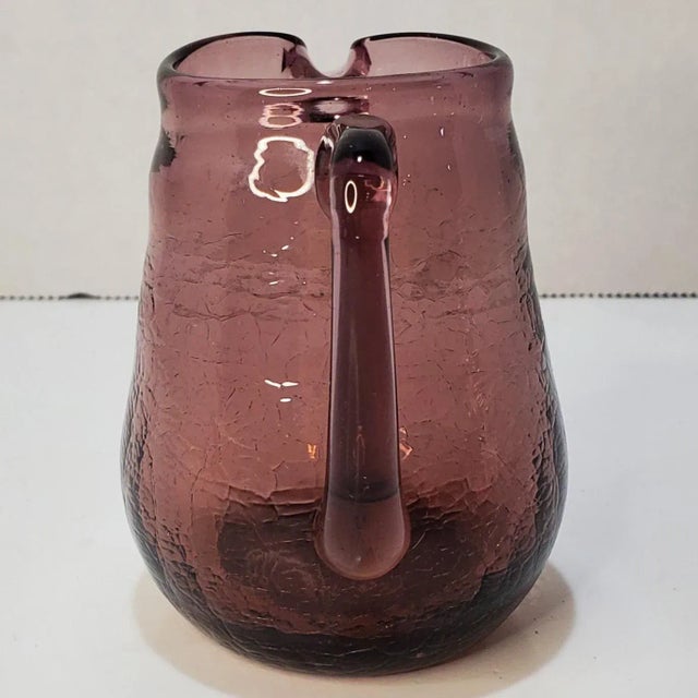 Mid-Century Modern Mid Century Pilgrim Amethyst Crackle Glass Pitcher For Sale - Image 3 of 7