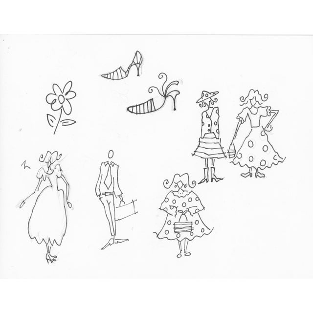 Paper The Girls, Three Pages With Drawings Printed on Both Sides Reproduction For Sale - Image 7 of 8