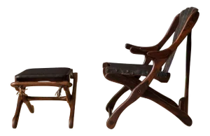 Sculptural Cocobolo Rosewood Leather Lounge Chair and Ottoman by Don Shoemaker, Unmarked