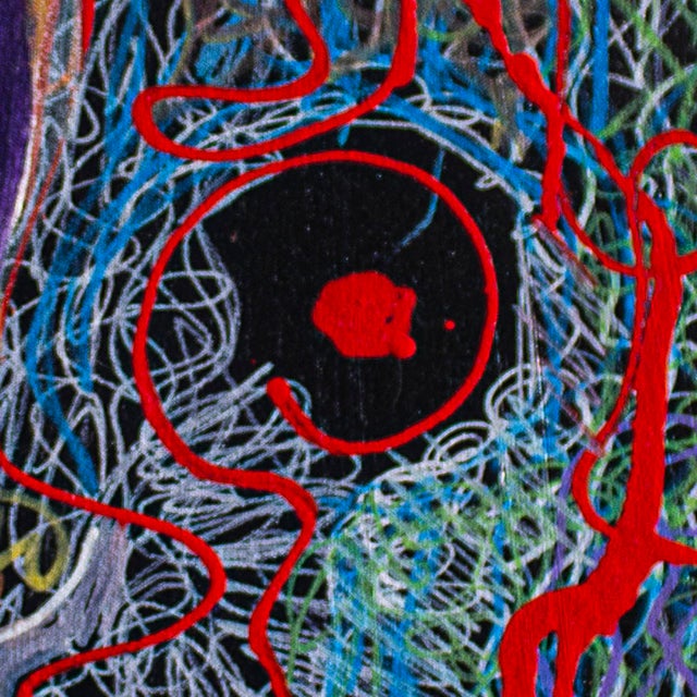 The Revolt — Abstract Expressionist Painting, Oil Markers and Acrylics on Canvas, 20 × 20 In For Sale - Image 4 of 7