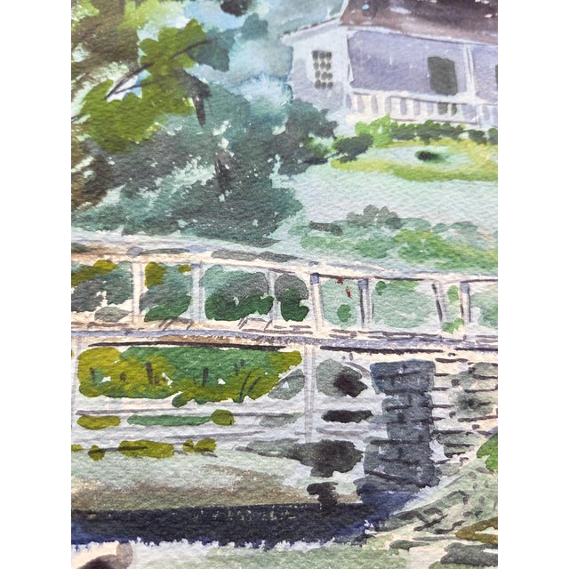 Paint 1945 Mid-Century Modern Regionalist Landscape Watercolor by Floyd F. Hackman For Sale - Image 7 of 18