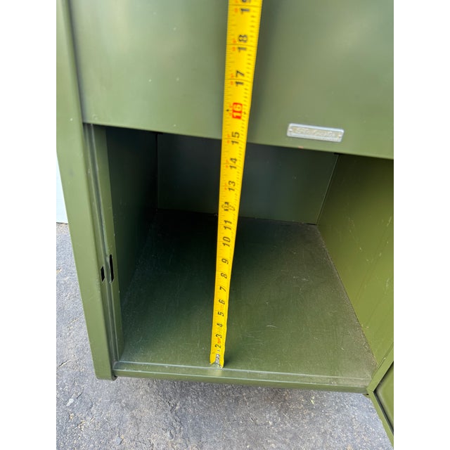 1950s Avocado Green Locking Metal Waterfall Rolltop File Cabinet Safe For Sale - Image 13 of 13