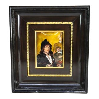 1940s French Enameled Copper Recreation of Frans Hals Painting the Itinerant Painter For Sale