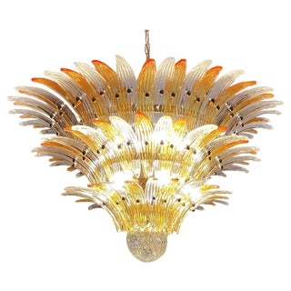 Palmette Ceiling Light with 104 Clear and Amber Glasses, 1980s For Sale